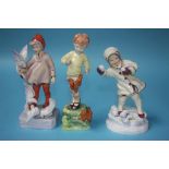 Three Royal Worcester figures; October, November and December, modelled by Freda G. Doughty