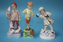 Three Royal Worcester figures; October, November and December, modelled by Freda G. Doughty