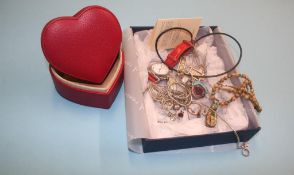 Aspinall leather box, assorted silver costume jewellery etc.