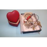 Aspinall leather box, assorted silver costume jewellery etc.