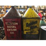 Two vintage oil cans