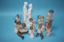 Eight willow tree figures and a Coalport 'Moments' figure