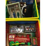 Two boxes of assorted including tin plate toys