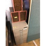 Filing cabinet and three card cabinets