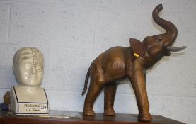 A Phrenologists head and a leather clad elephant