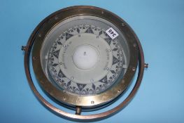 A John Lilley and Gillie Ltd of North Shields Ships compass, 34cm diameter