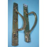 Two brass Art Nouveau style door handles