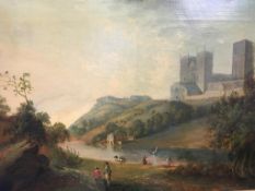 19th century, oil on canvas, unsigned, 'View of Durham Castle and Cathedral', 60 x 90cm