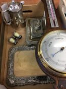 Assorted silver plate and a barometer