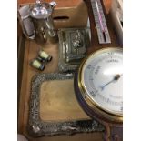 Assorted silver plate and a barometer
