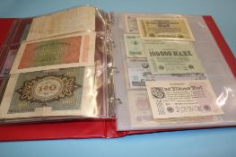 Collection of bank notes, in three folders