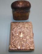 A silver purse with pig skin interior, together with a silver top travelling ash tray