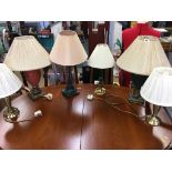 Six table lamps