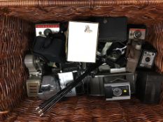 Wicker hamper containing cameras