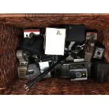 Wicker hamper containing cameras