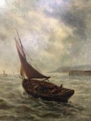 Bernard Benedict Hemy (1845-1913), oil on canvas, signed, 'Fishing boat at the Harbour entrance'