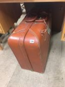 A leather suitcase