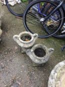 Small pair of composite garden urns