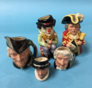 Five Royal Doulton Character jugs