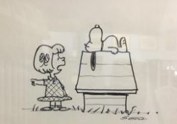 Charles M. Schulz, felt tip, 'Snoopy and Sally Brown', 40cm x 32cm, with certificate of authenticity