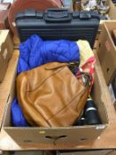 Box of assorted handbags etc.