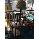 A standard lamp, oak barley twist table etc.