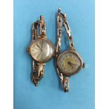 Two ladies gold wristwatches