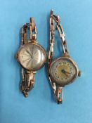 Two ladies gold wristwatches