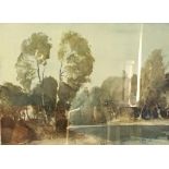 After William Russell Flint, print, landscape, signed in pencil lower right, blind stamp lower left,