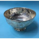 A large silver plated punch bowl