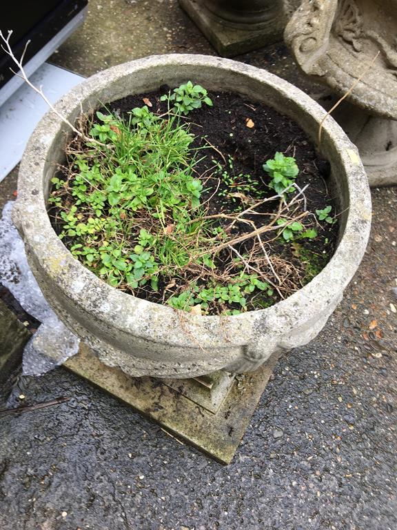 Medium pair of composite gardens urns - Image 2 of 2