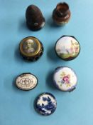 Various enamels, mini Royal Doulton jug etc.