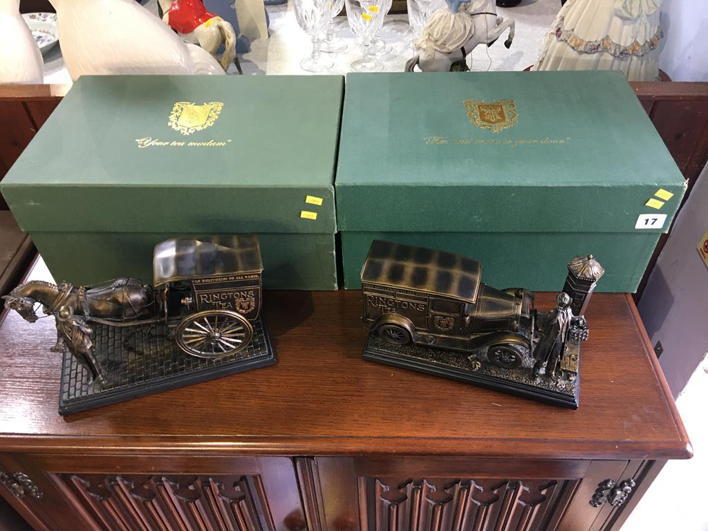 Two boxed cast Ringtons tea figure groups