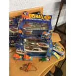 Assorted toys including Die Cast Supercar, various tin plate toys, a remote control boat etc.
