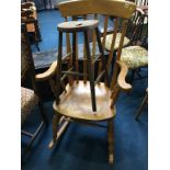 A rocking chair and a stool