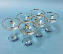 Six Babycham glasses