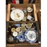 Two trays of assorted including tea bowls and saucer, lustre jugs etc.