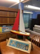 Pond Yacht and a boxed Transatlantic model ship