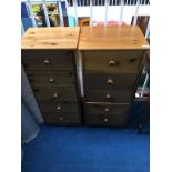 A pair of pine narrow chest of drawers