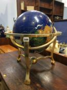 A Globe, inlaid with semi precious stones