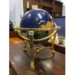 A Globe, inlaid with semi precious stones