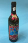 A bottle of West Ham United Football Club red wine