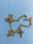 Yellow metal necklace and cross