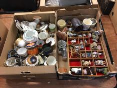 Two boxes of assorted china and ornaments