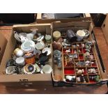 Two boxes of assorted china and ornaments