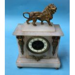 An alabaster mantle clock