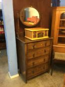 A piano stool and an oak dressing chest