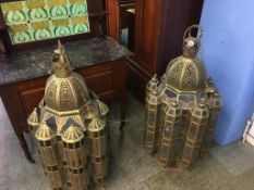 Pair of large Moroccan style light shades, 100cm