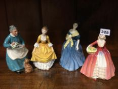 Four Royal Doulton figures