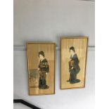 Pair of Japanese watercolours on silk